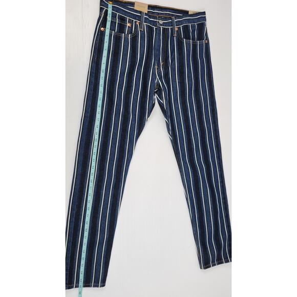 NWT Levi 512 Slim Taper Mens 32x32‎ Dark Wash Blue Striped Retro Denim Jeans - Picture 1 of 8